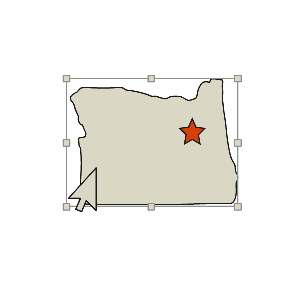 A map of Oregon with a star mark荷兰国际集团(ing) its location.